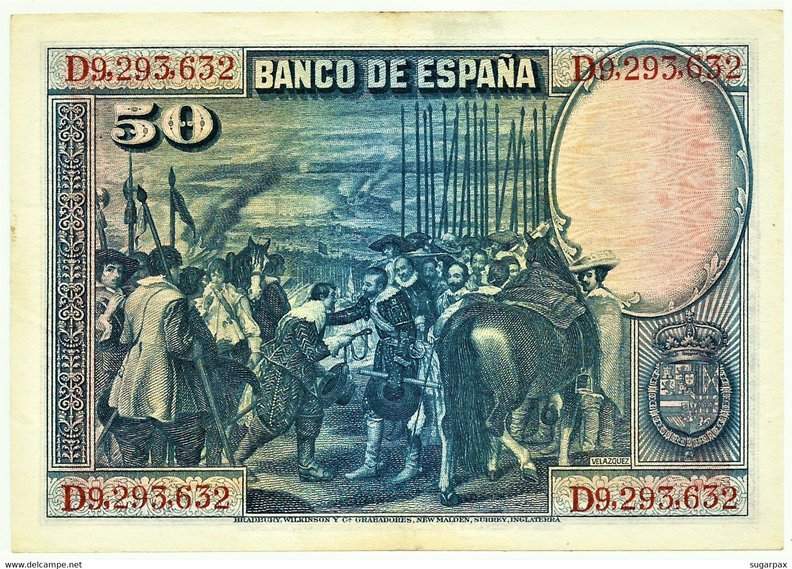 ESPAÑA - 50 Pesetas - 15.08.1928 - Pick 75.c - Serie D - Diego Velázquez - Kingdom - 50 Pesetas