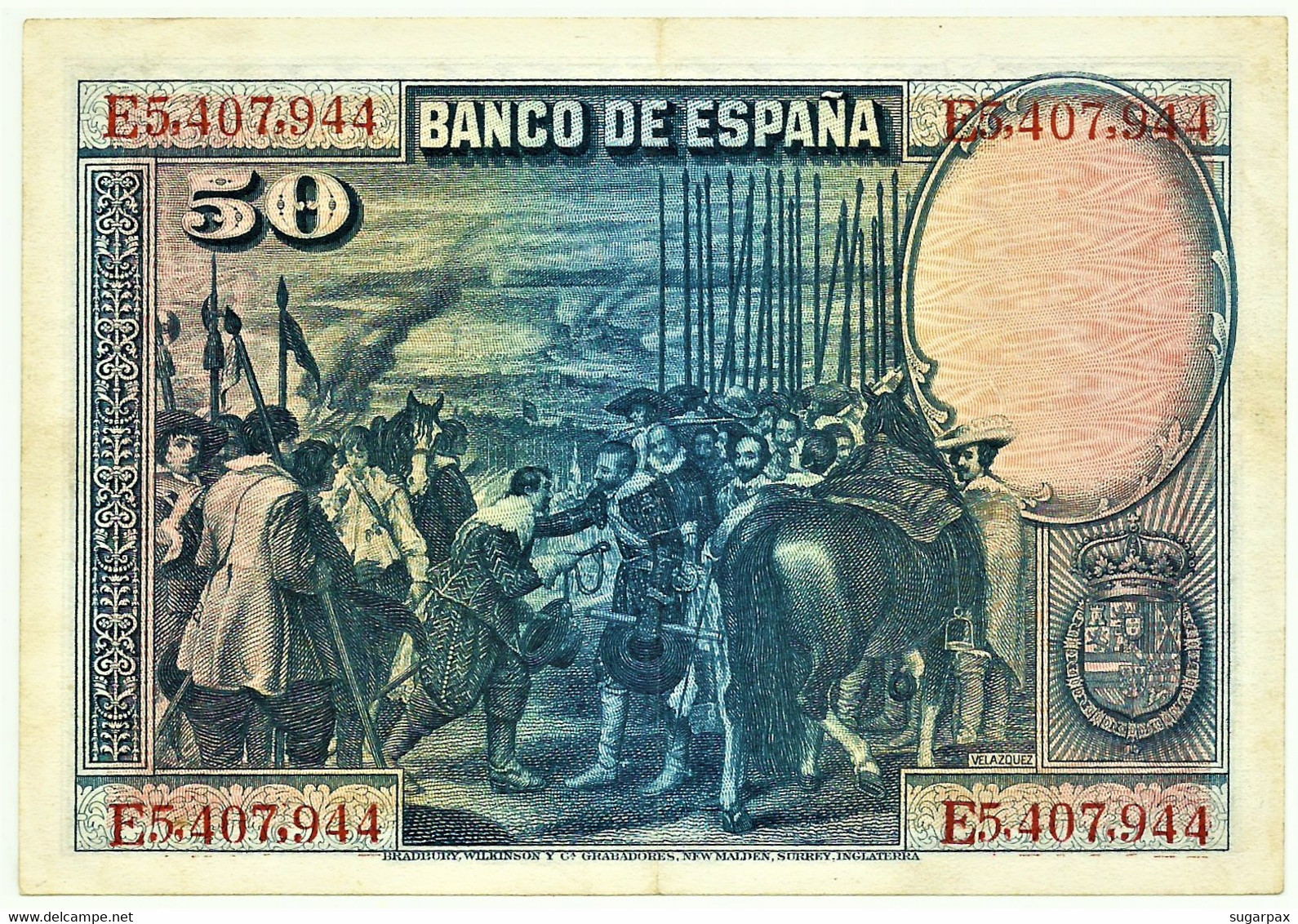 ESPAÑA - 50 Pesetas - 15.08.1928 - Pick 75.c - Serie E - Diego Velázquez - Kingdom - 50 Peseten