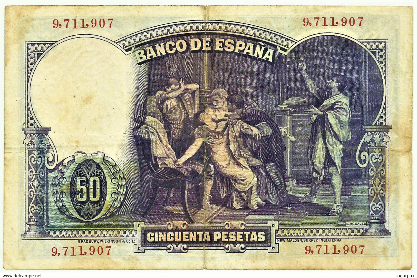 ESPAÑA - 50 Pesetas - 25.04.1931 - Pick 82 - Eduardo Rosales - II Republica - 50 Peseten