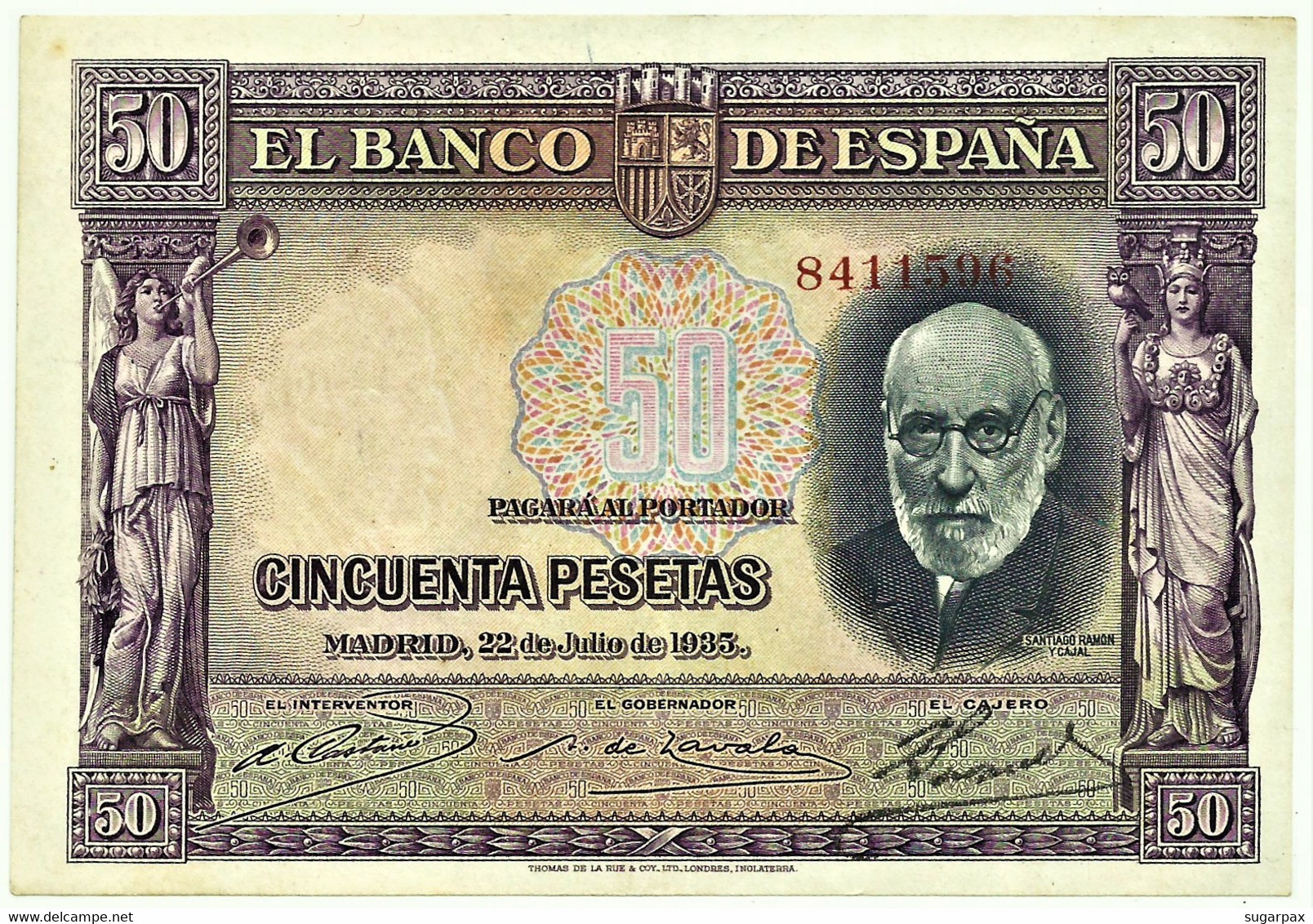 ESPAÑA - 50 Pesetas - 22.07.1935 - Pick 88 - Santiago Ramon Y Cajal - II Republica - 50 Peseten
