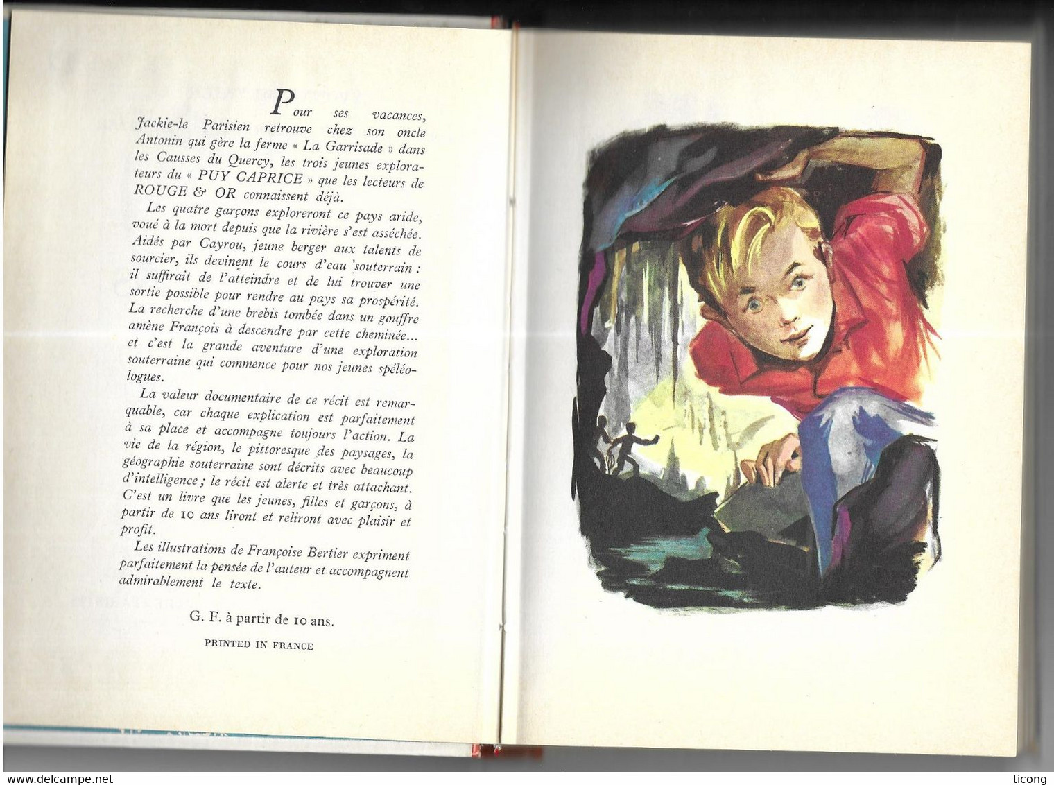 TROIS GARCONS ET UN RUISSEAU FOU, YVONNE MEYNIER, DESSINS DE FRANCOISE BERTIER, ROUGE ET OR DAUPHINE - EO 1959 - Bibliothèque Rouge Et Or