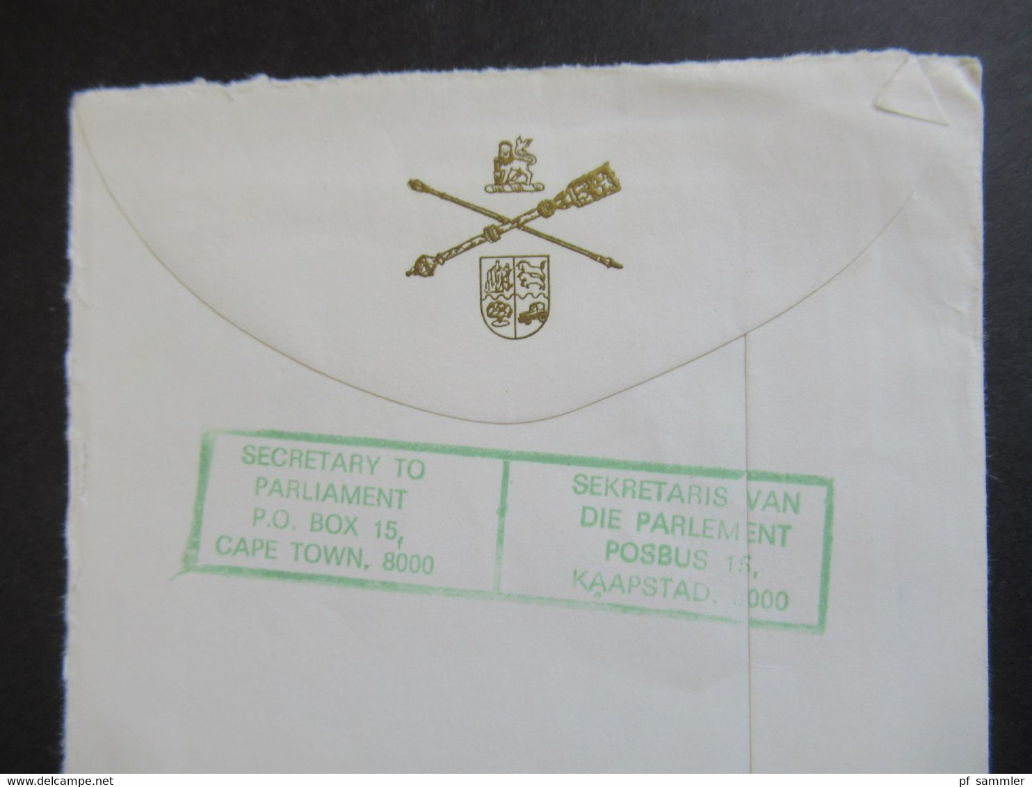 RSA / Süd - Afrika 1976 Grüner Stempel  Amptelik Official Parliament Cape Town / Umschlag The Parliament Of The RSA - Covers & Documents