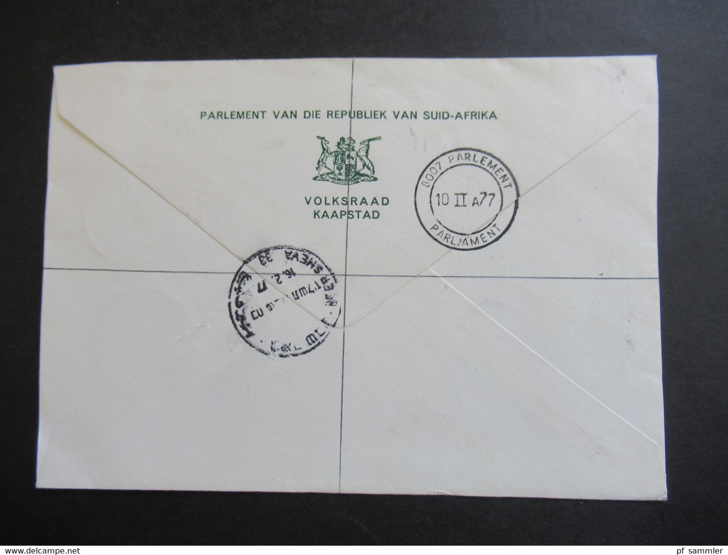 RSA / Süd - Afrika 1977 Air Mail Nach Israel R-Zettel Parlement Parliament K. Stad / Cape Town Volksraad Kaapstad - Covers & Documents