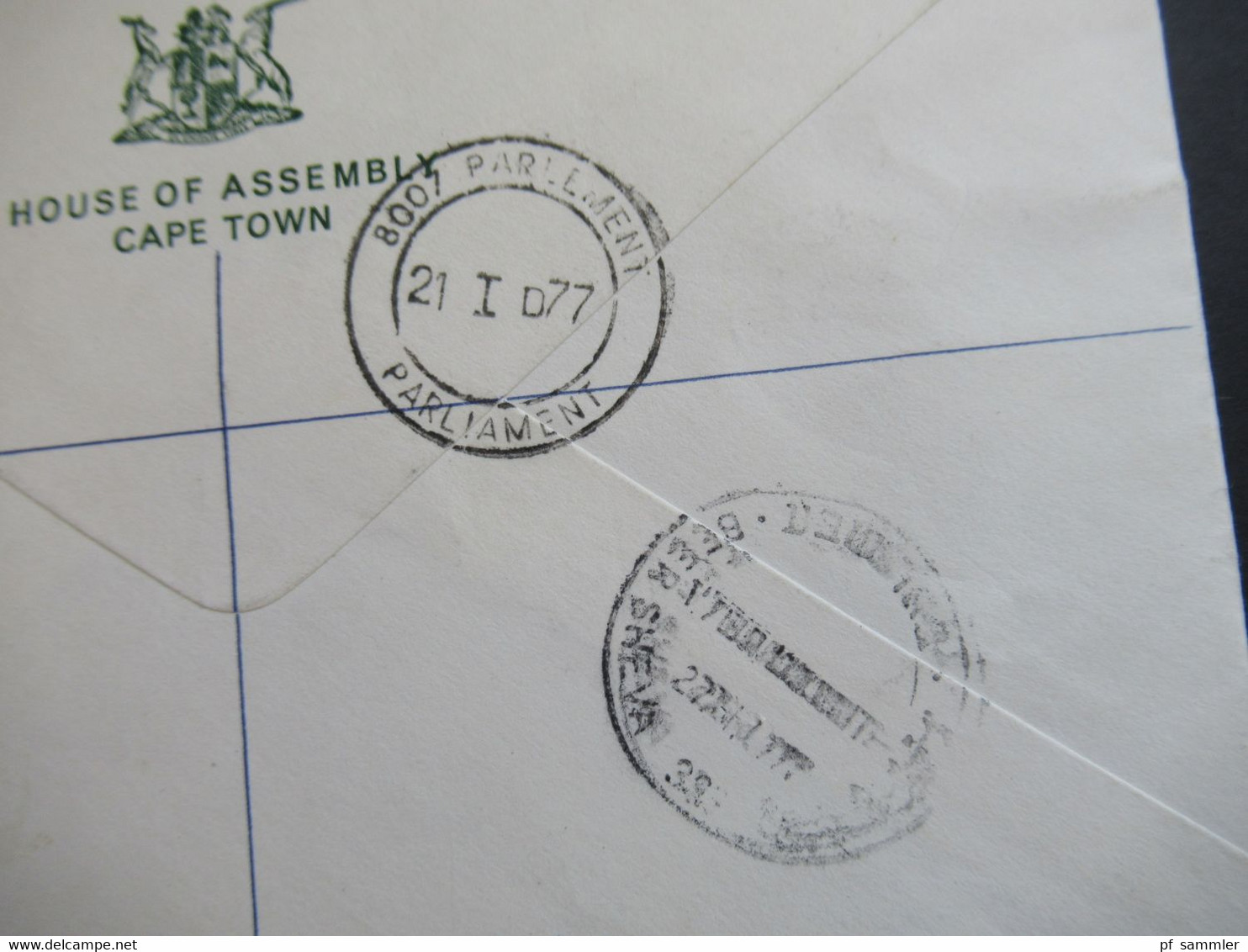 RSA / Süd - Afrika 1977 Air Mail Nach Israel R-Zettel Parlement Parliament K. Stad / Cape Town Volksraad Kaapstad - Briefe U. Dokumente