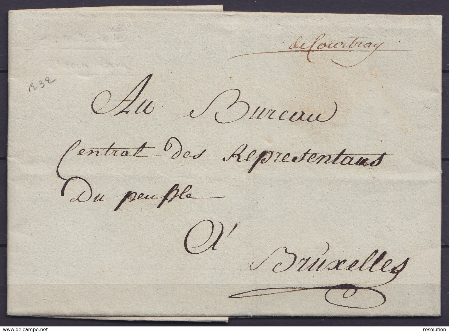 L. Datée 14 Vendemiaire An 3 De YSENGHIEN Pour BRUXELLES - Man. "deCourtray" - 1794-1814 (Franse Tijd)