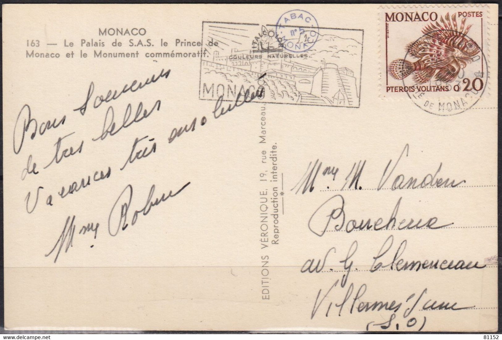 MONACO Lot De 3 CPSM Postées En 1961-1963-1964   Y.et.T. Num 540-542-543 Pour 78 VILLENNES Sur SEINE - Sammlungen & Lose