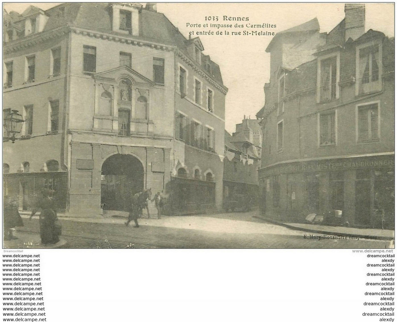 35 RENNES. Porte Et Impasse Des Carmélites. Cheval à L'Entrée De La Rue Saint-Melaine. Tampon Militaire 1917 - Rennes
