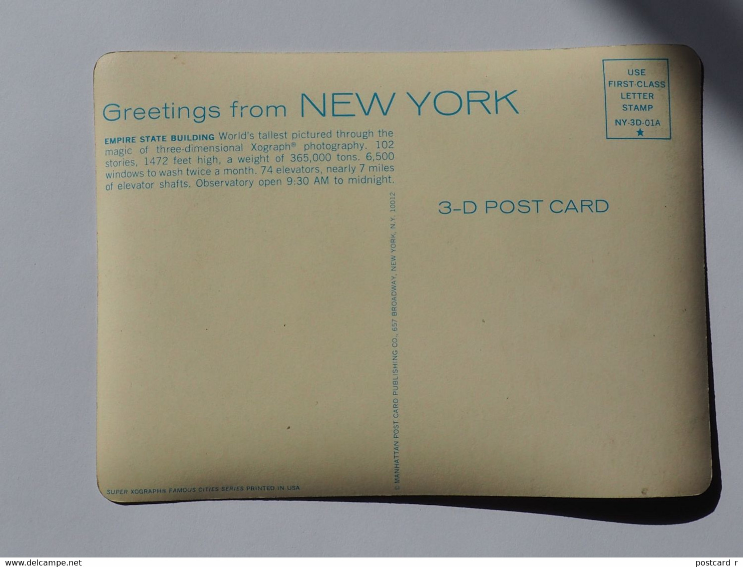 3d 3 D Lenticular Stereo Postcard New York View    A 212 - Stereoscope Cards