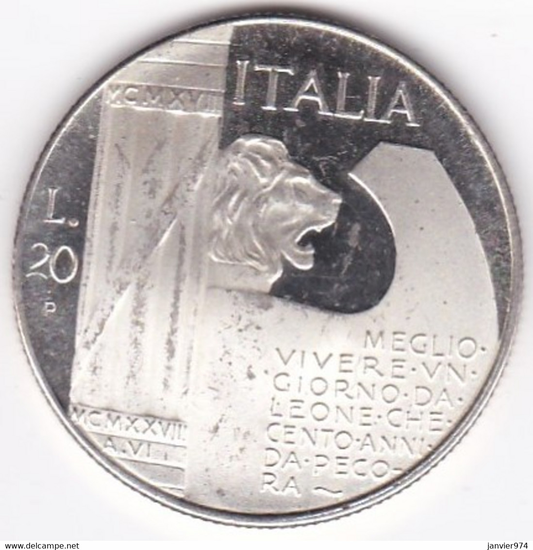 Médaille 20 LIRE 1943 MUSSOLINI – DUCE - Autres & Non Classés