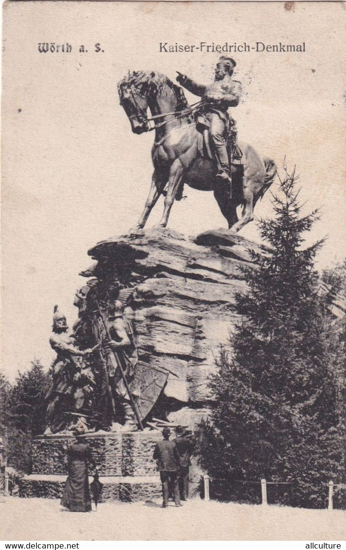 A5578- Kaiser Friedrich Denkmal, Monument Of King Friedrich, 1913 Deutschland Germany, Deutsches Reich Stamp Postcard - Wörth