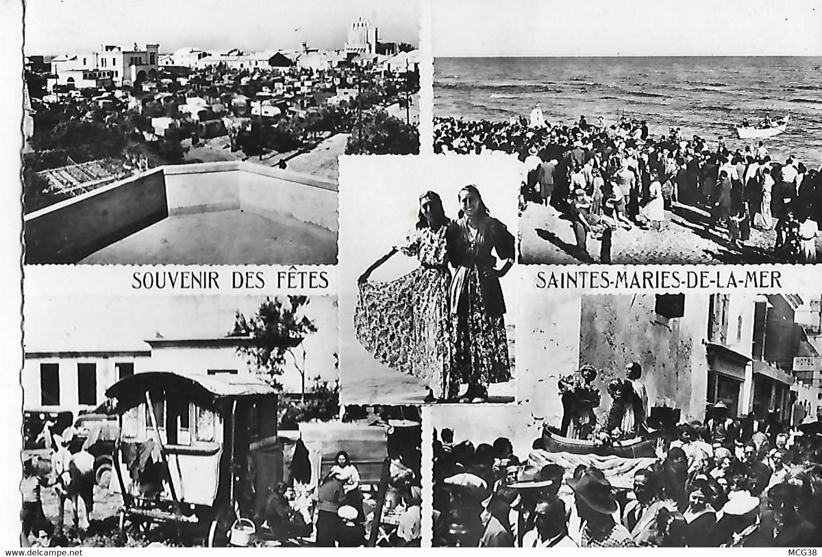 SOUVENIR  DES  FÊTES  AUX  SAINTES   MARIES  DE  LA  MER  -   Souvenir  D 'une  Procession  Aux  Saintes  - 5  Vues - Saintes Maries De La Mer