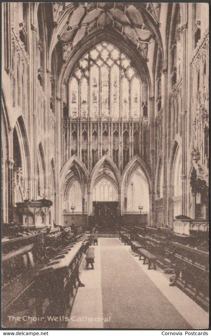 The Choir, Wells Cathedral, Somerset, C.1920 - Dawkins & Partridge Postcard - Wells