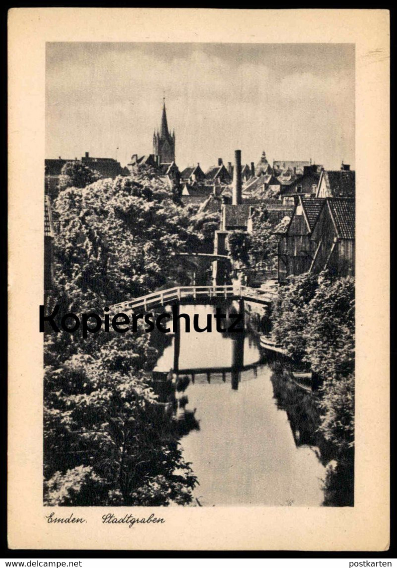 ÄLTERE POSTKARTE EMDEN STADTGRABEN 1944 Brücke Kirche Ansichtskarte Postcard Cpa AK - Emden