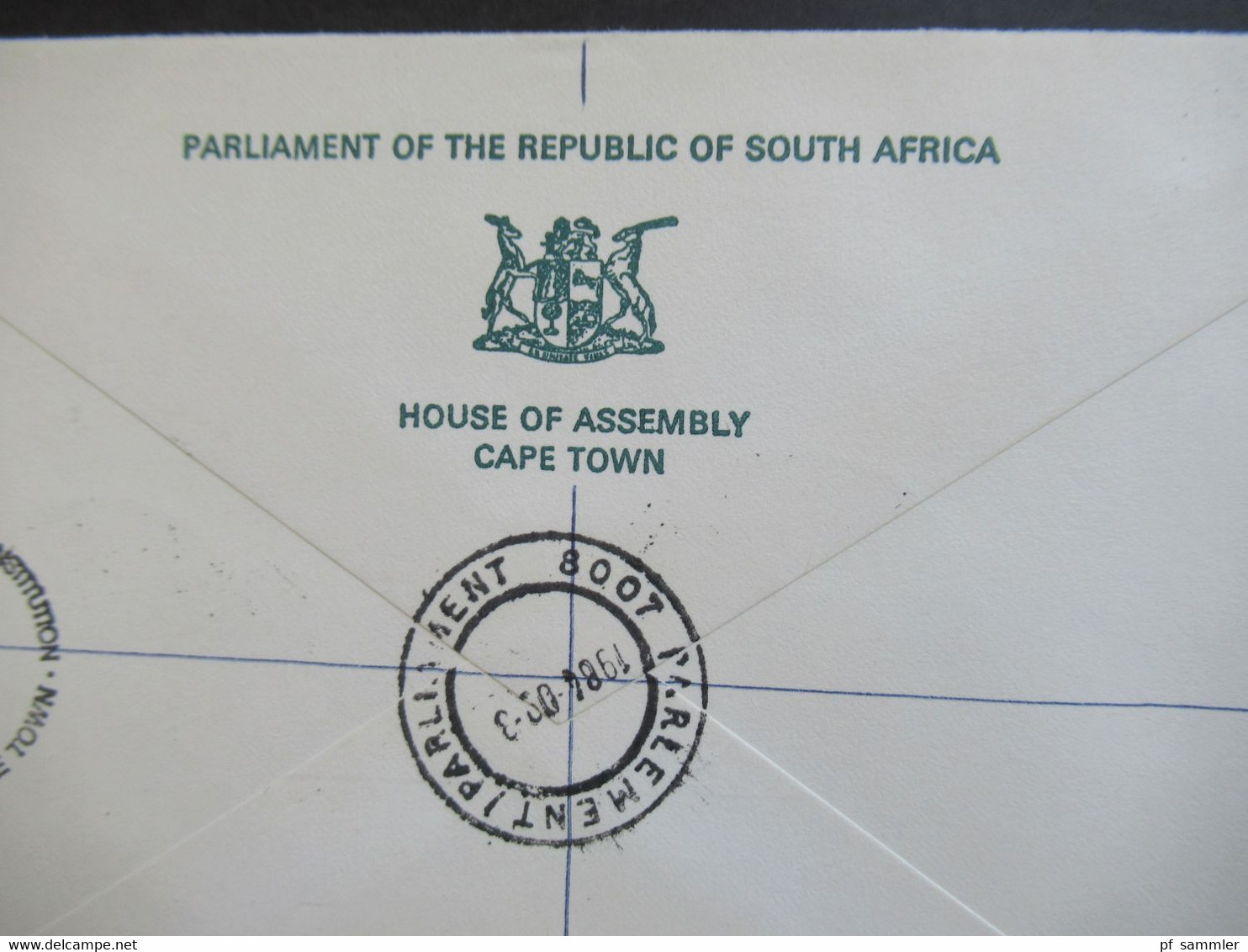 RSA / Süd - Afrika 1984 Air Mail Nach Israel R-Zettel Parlement Parliament K. Stad Umschlag House Of Assembly Cape Town - Covers & Documents