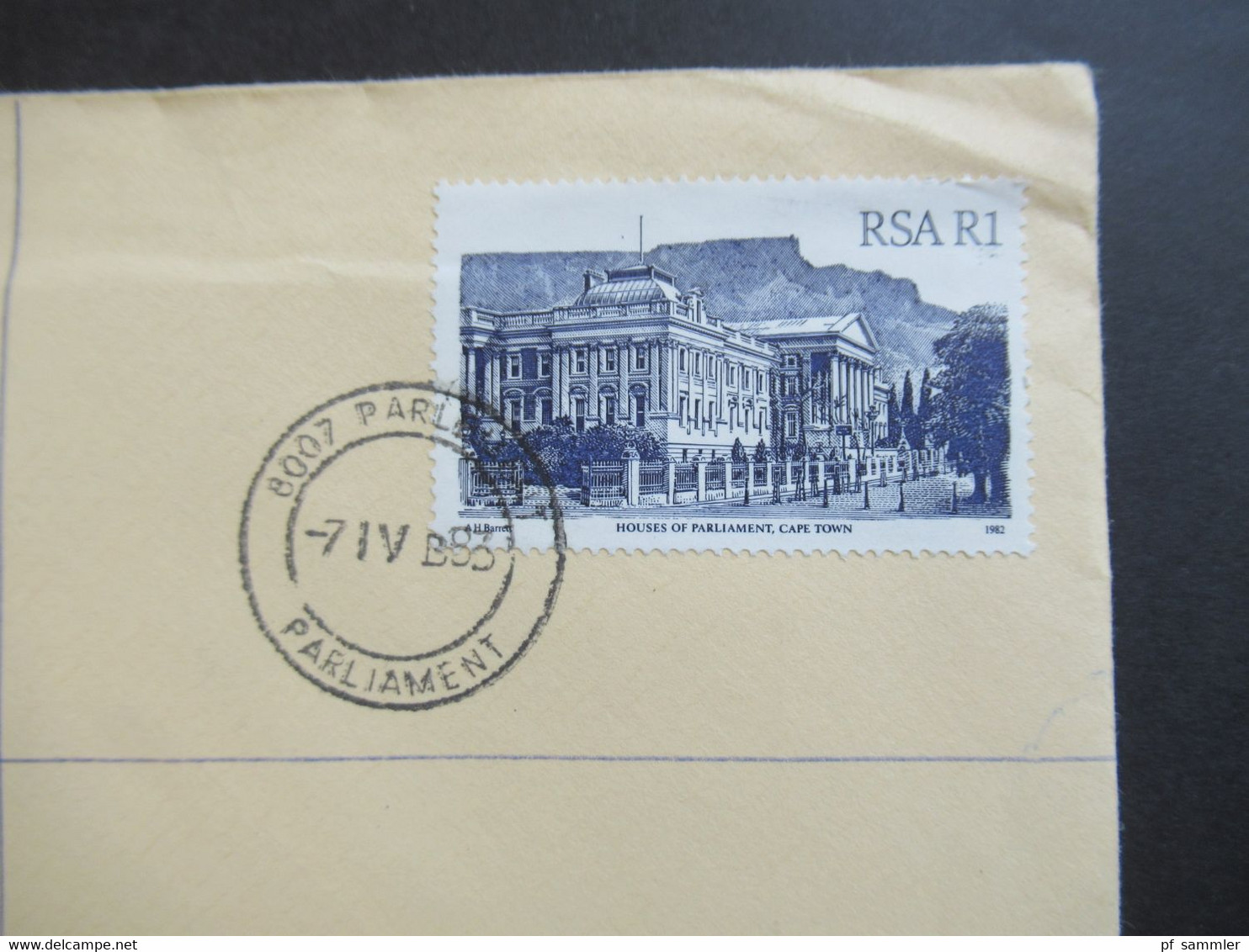 RSA / Süd - Afrika 1983 Einschreiben Nach Omer Israel R-Zettel Parlement Houses Of Parliament K.Stad / Cape Town - Storia Postale