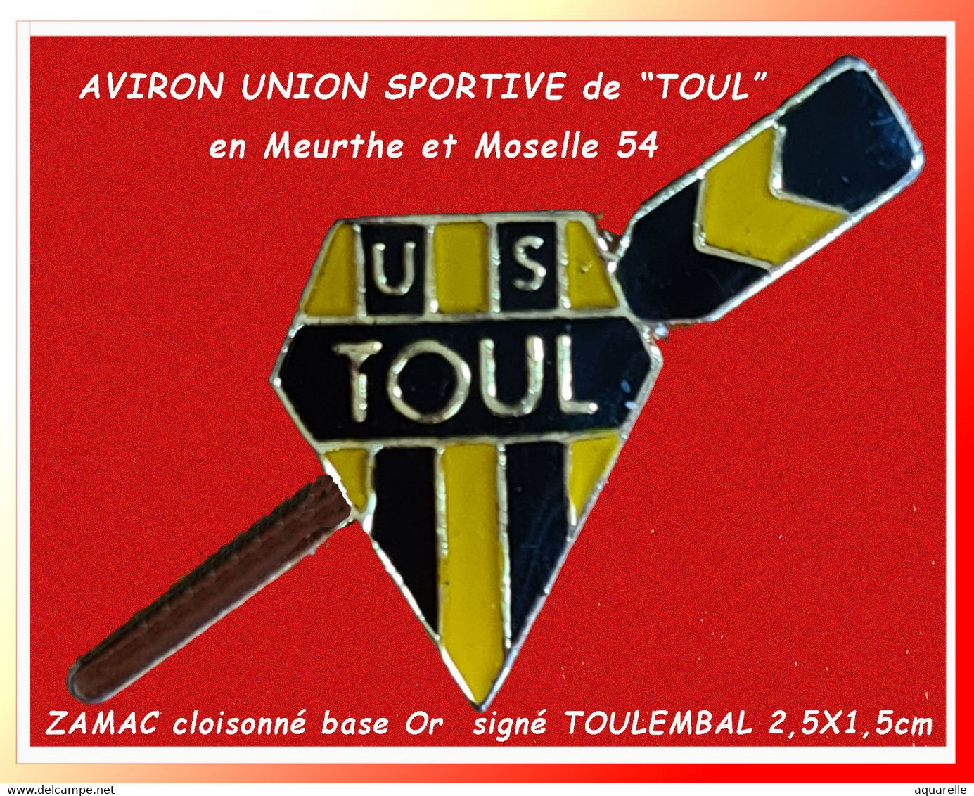 SUPER PIN'S "AVIRON" : UNION SPORTIVE D'AVIRON De La Ville De TOUL En Meurthe Et Moselle Zamac Cloisonné Base Or 2,5X1,5 - Canottaggio