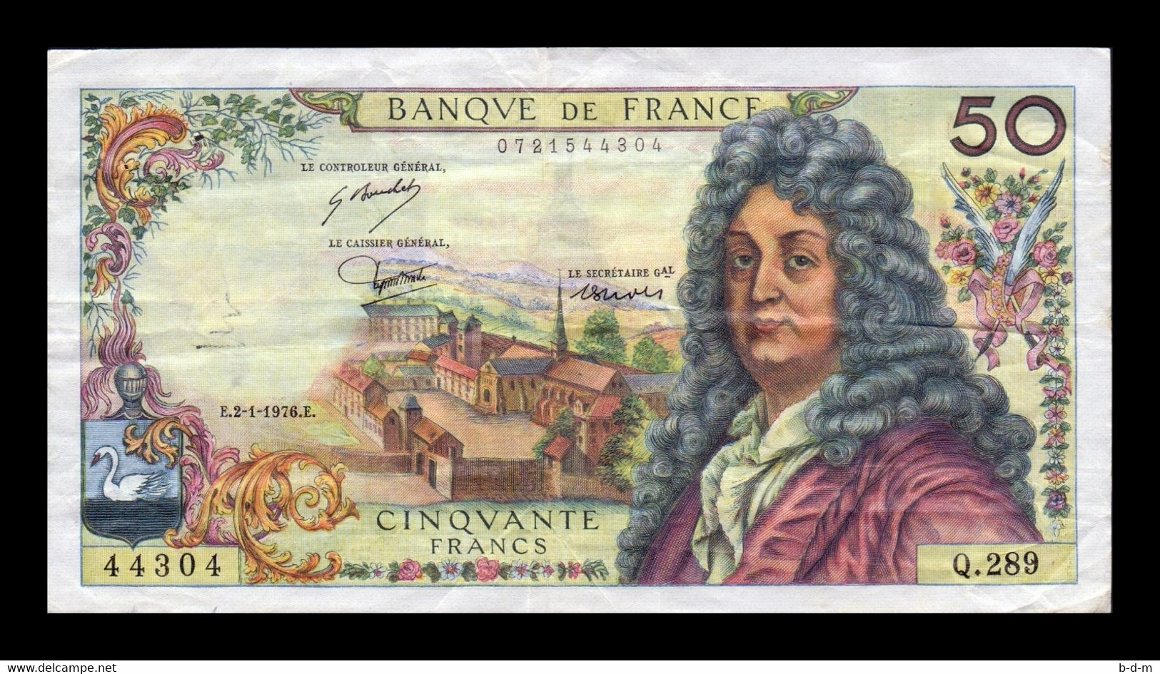 Francia France 50 Francs J.Racine 1976 Pick 148f BC/MBC F/VF - 50 F 1962-1976 ''Racine''