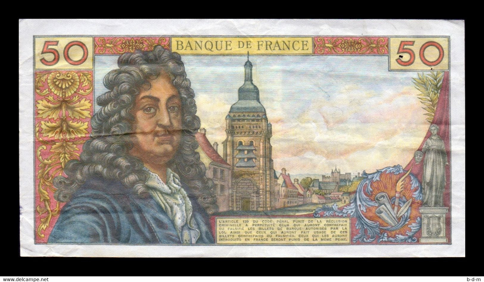 Francia France 50 Francs J.Racine 1976 Pick 148f BC/MBC F/VF - 50 F 1962-1976 ''Racine''