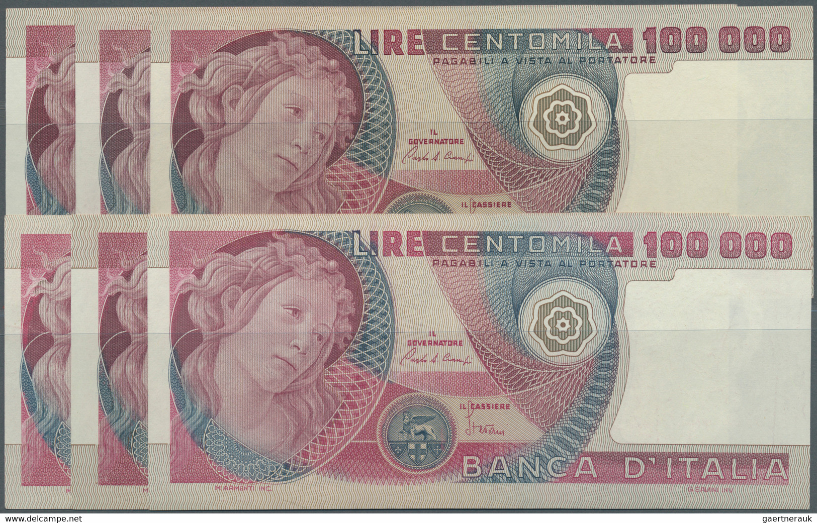 Italy / Italien: Set Of 6 Notes 100.000 Lire 1978-82 P. 108, All Notes In Similar Condition, With On - Other & Unclassified