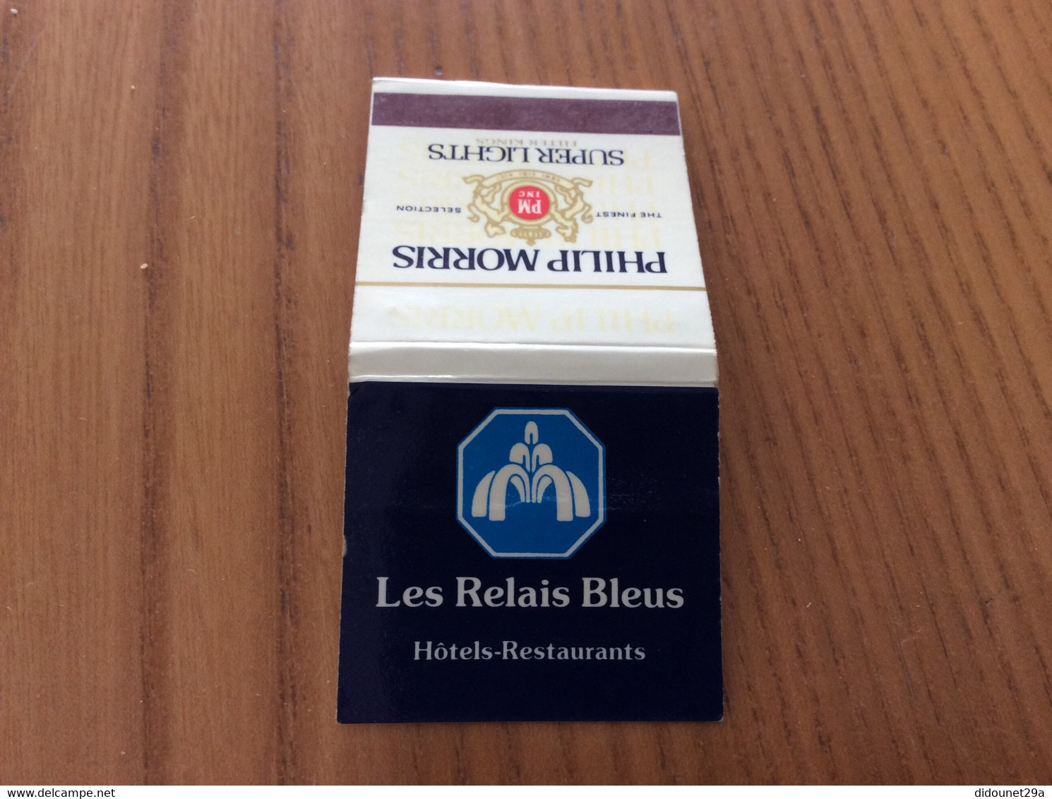 Pochette D'allumettes ** P. Vendôme "PHILIP MORRIS SUPER LIGHTS / Les Relais Bleus Hôtels Restaurants" (cigarettes) - Boites D'allumettes