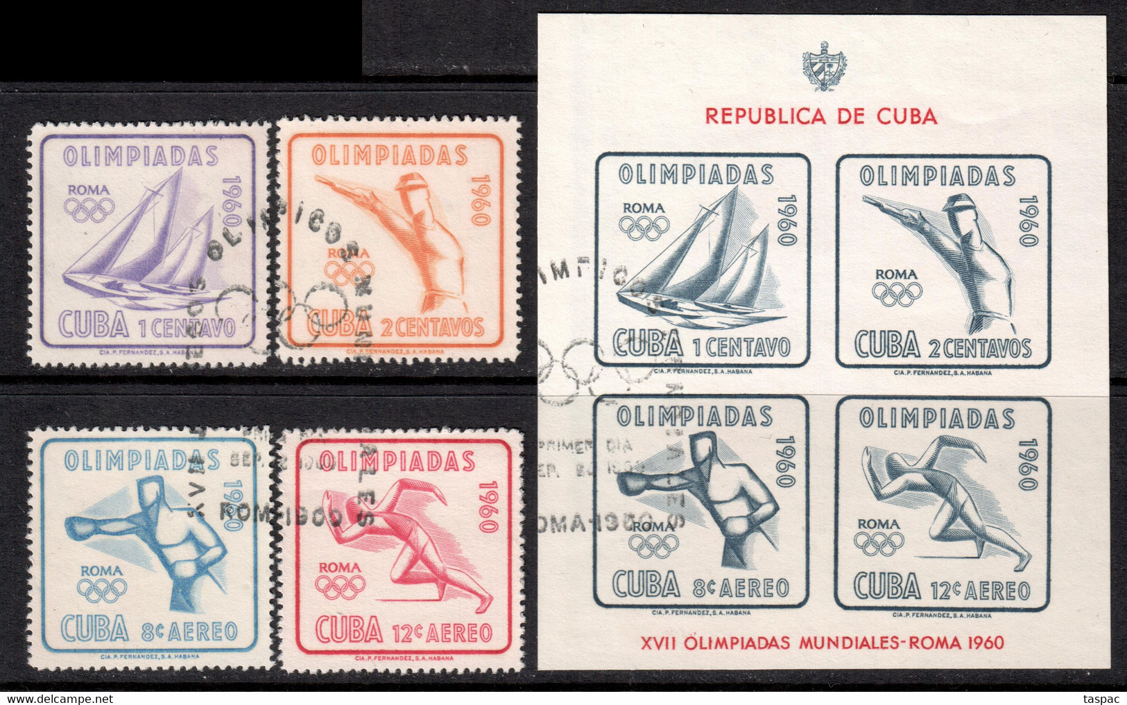 Cuba 1960 Mi# 669-672, Block 18 Used - 17th Olympic Games, Rome - Used Stamps
