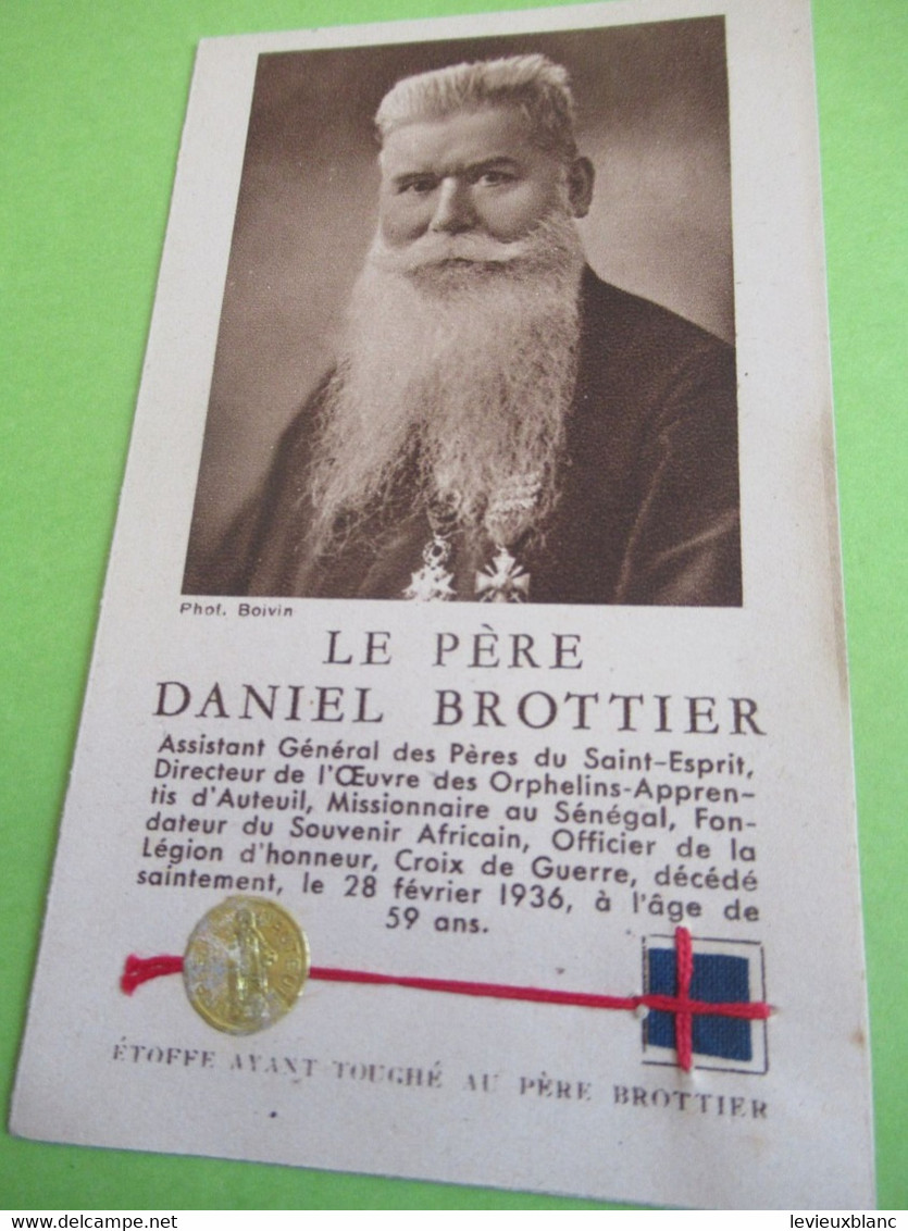 Image Pieuse Ancienne/Le Pére Daniet Brottier/Etoffe Ayant Touché/Cardinal Verdier Archevêque De Paris/1938   IMPI106a - Religion & Esotérisme