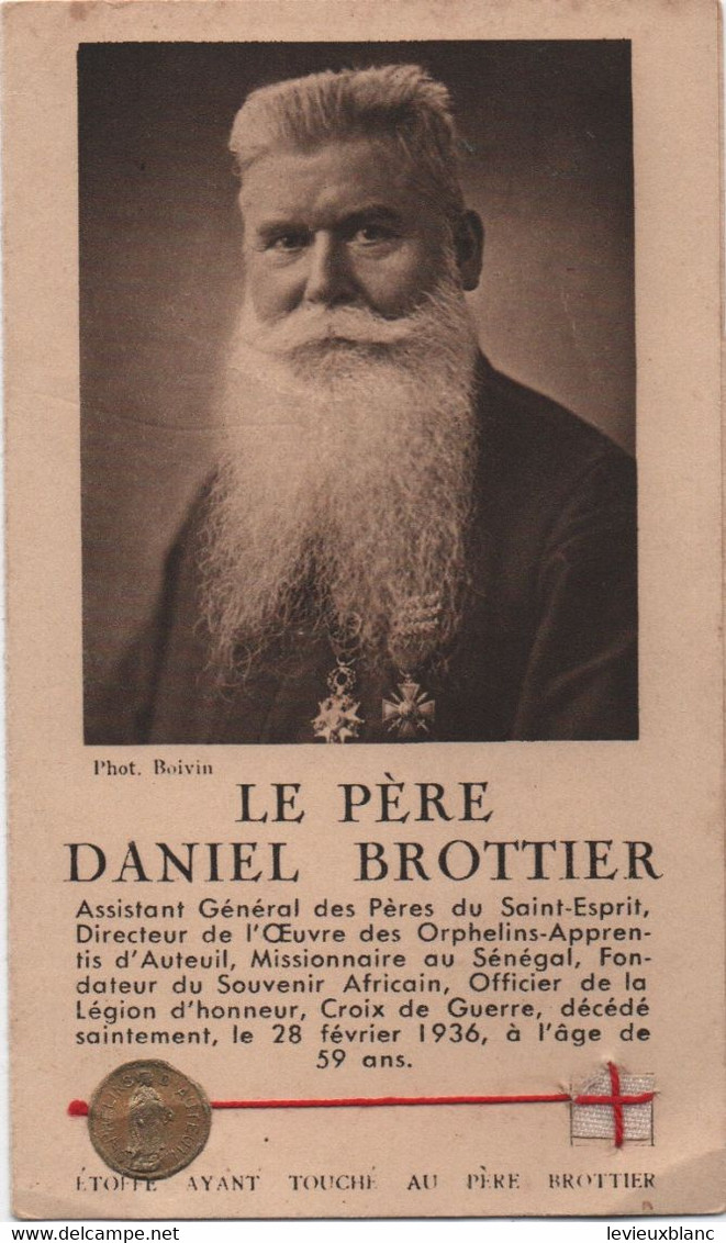 Image Pieuse Ancienne/Le Pére Daniet Brottier/Etoffe Ayant Touché/Cardinal Verdier Archevêque De Paris/1938   IMP106bis - Religion & Esotérisme