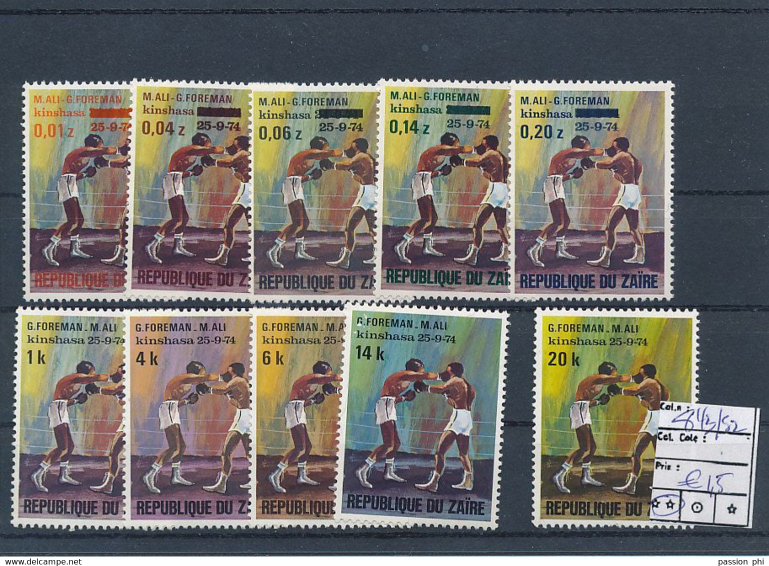 CONGO KINSHASA ZAIRE BOXE  COB 843/852 MNH - Unused Stamps