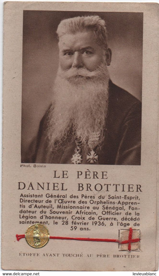 Image Pieuse Ancienne/Le Pére Daniel Brottier/Etoffe Ayant Touché/Cardinal Verdier Archevêque De Paris/1938   IMP106ter - Godsdienst & Esoterisme