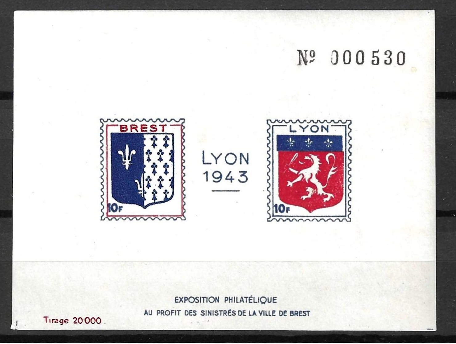 France Libération Bloc Lyon 1943 Neuf ** MNH. TB. A Saisir! - Befreiung