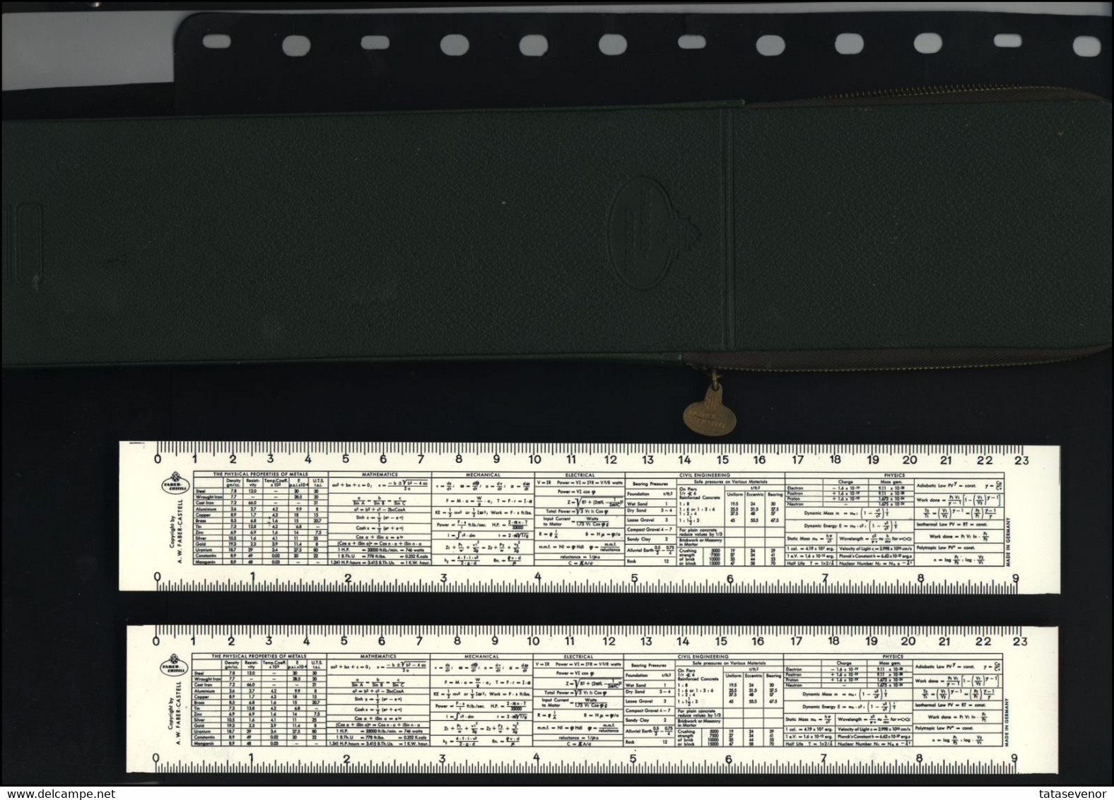 Vintage Slide Rule FABER CASTELL Made In Germany Box 111/54 And Two Spare Scales - Otros & Sin Clasificación