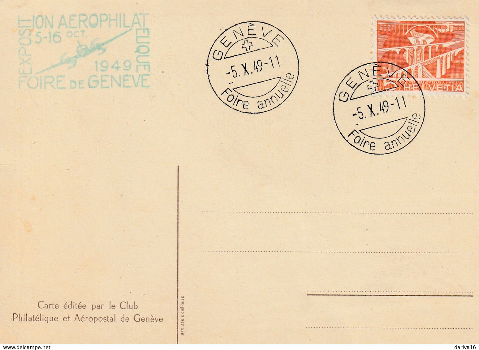 Suisse 1949 - Oblitération Foire Annuelle De Genève Et Cachet Salon Aérophilatélique - Other & Unclassified