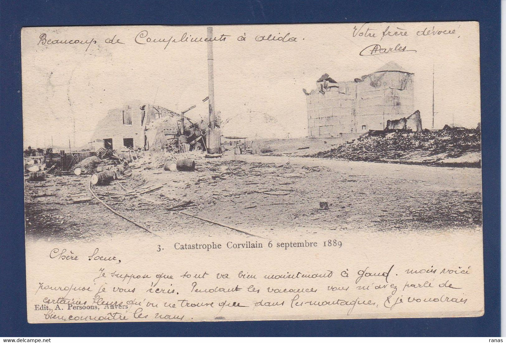 CPA Belgique > Anvers Catastrophe De Corvilain Huy 1889 Circulé Voir Dos - Sonstige & Ohne Zuordnung