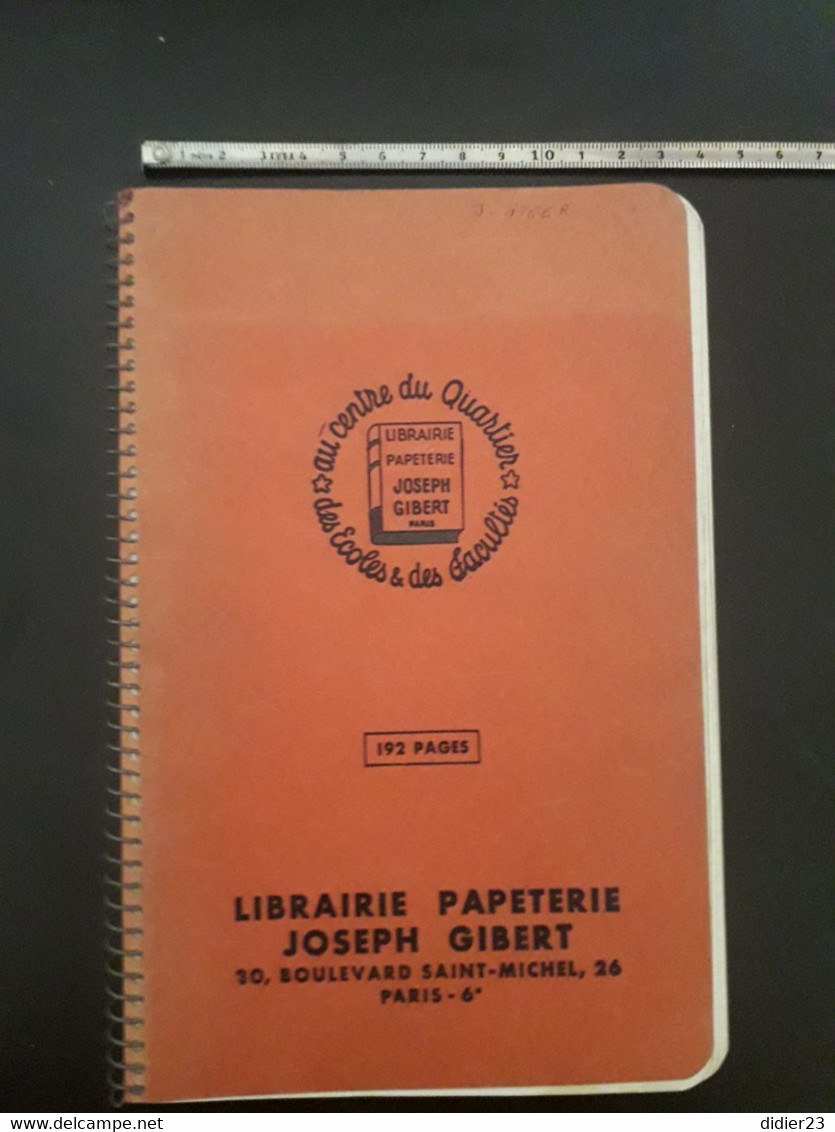 CAHIER LIBRAIRIE PAPETERIE JOSEPH GIBERT LES INSYITUTIONS INTERNATIONALE - Supplies And Equipment