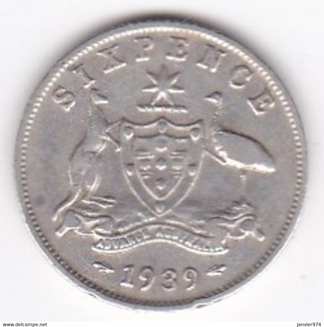 Australie 6 Pence 1939 Melbourne George VI, En Argent . KM# 38 - Sixpence