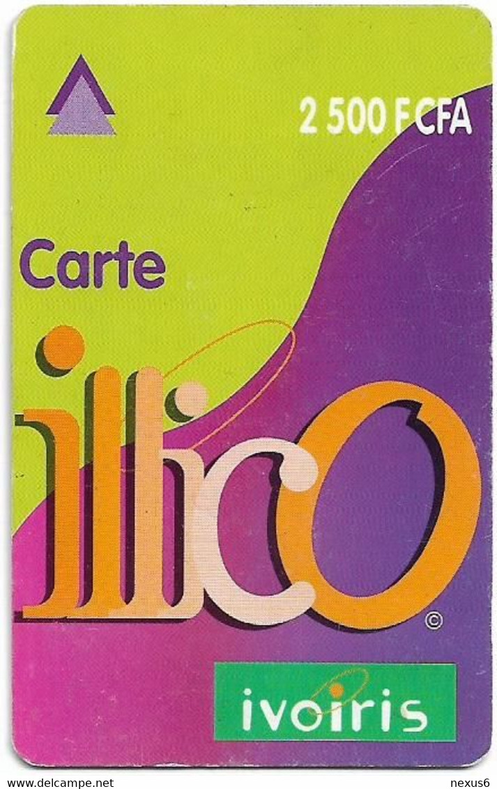 Ivory Coast - Ivoiris - Illico Green & Purple (Thick Plastic Composition Card), 2.500FCFA GSM Refill, Used - Ivoorkust