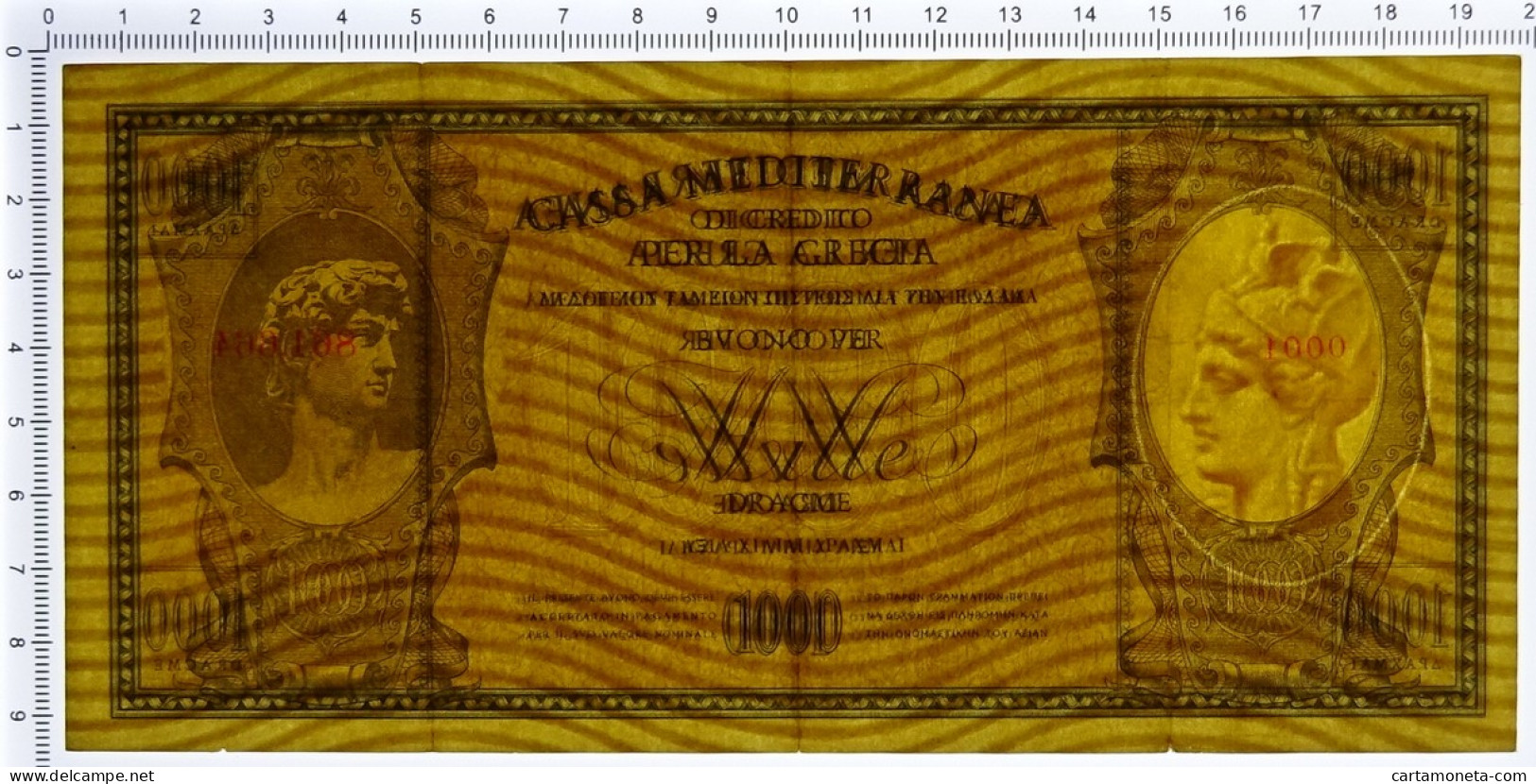 1000 DRACME CASSA MEDITERRANEA DI CREDITO PER LA GRECIA 1941 BB+ - Other & Unclassified