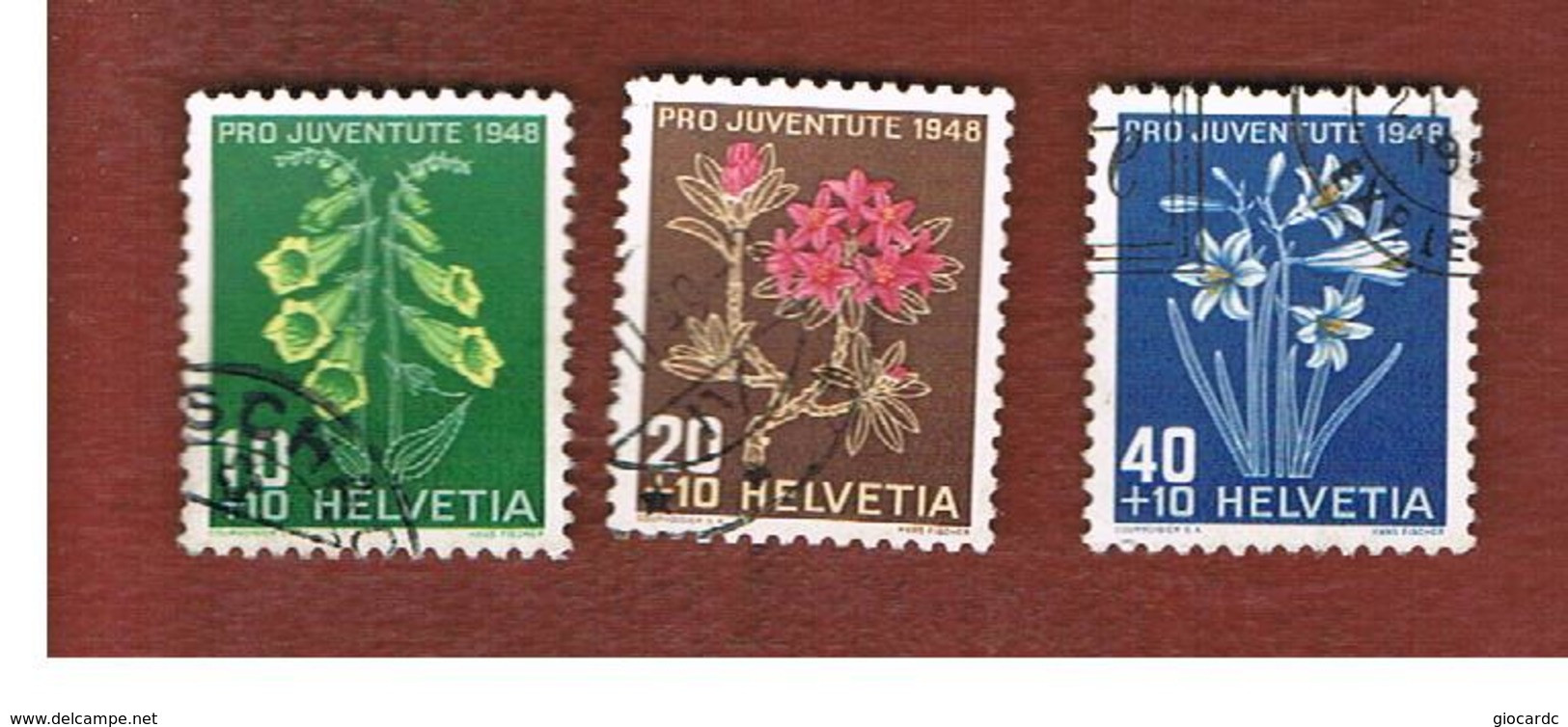 SVIZZERA (SWITZERLAND) - SG J125.127 -  1948 /  PRO JUVENTUTE:  FLOWERS  - USED - Used Stamps