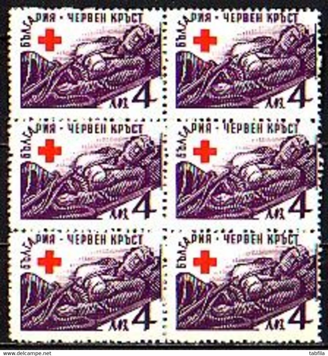 BULGARIA - 1946 - Croix Rouge - Yv 464 - Bl De 6 - Other & Unclassified