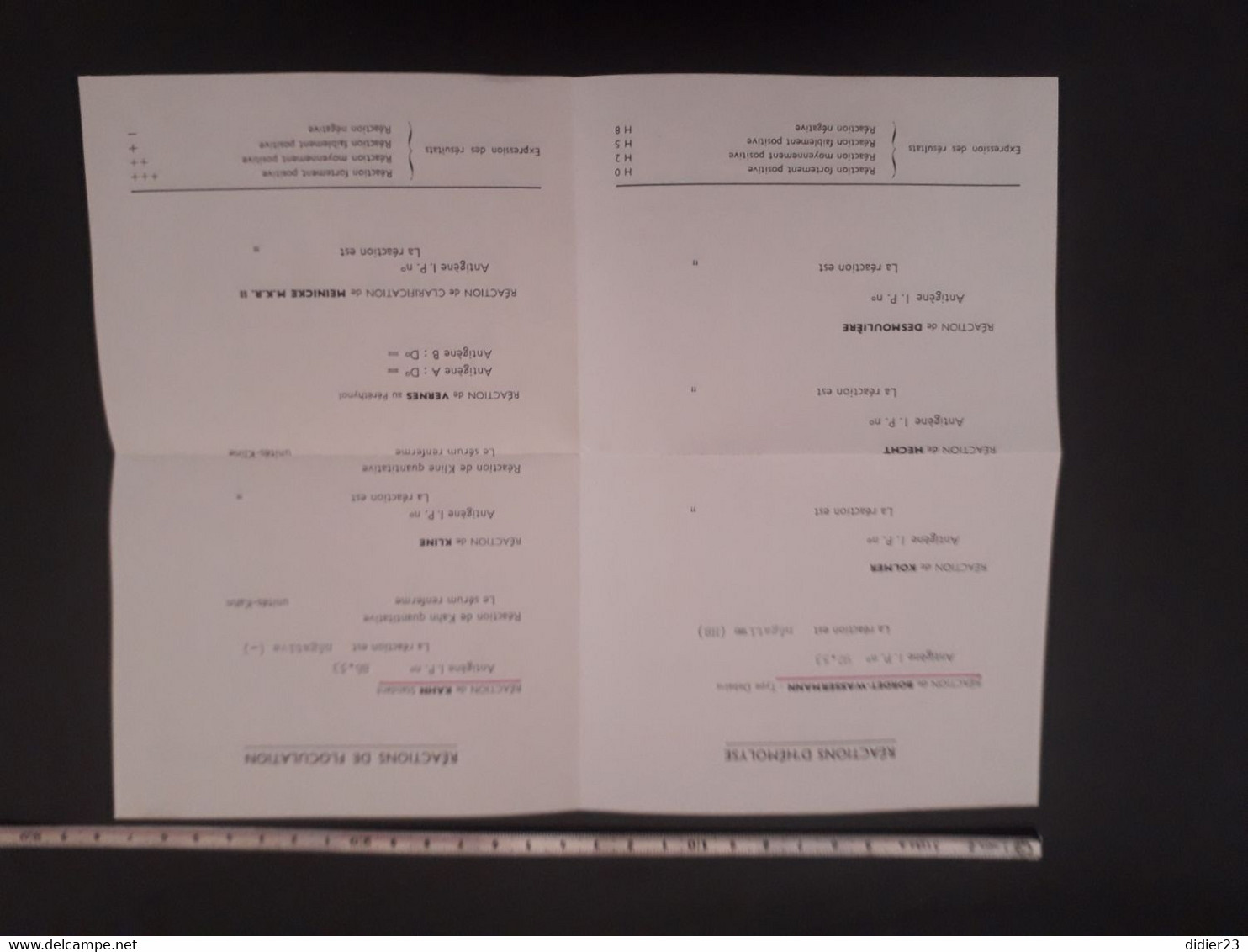 EXAMEN SEROLOGIQUE LABORATOIRE RUE DU CHEMIN VERT PARIS PHARMACIE - Médecine & Santé