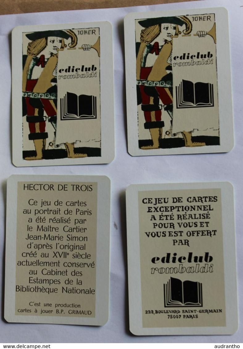 Ancien Jeu 54 Cartes Portrait De Paris Hector De Trois Grimaud Maître Cartier Jean-Marie Simon Ediclub - 54 Cartes