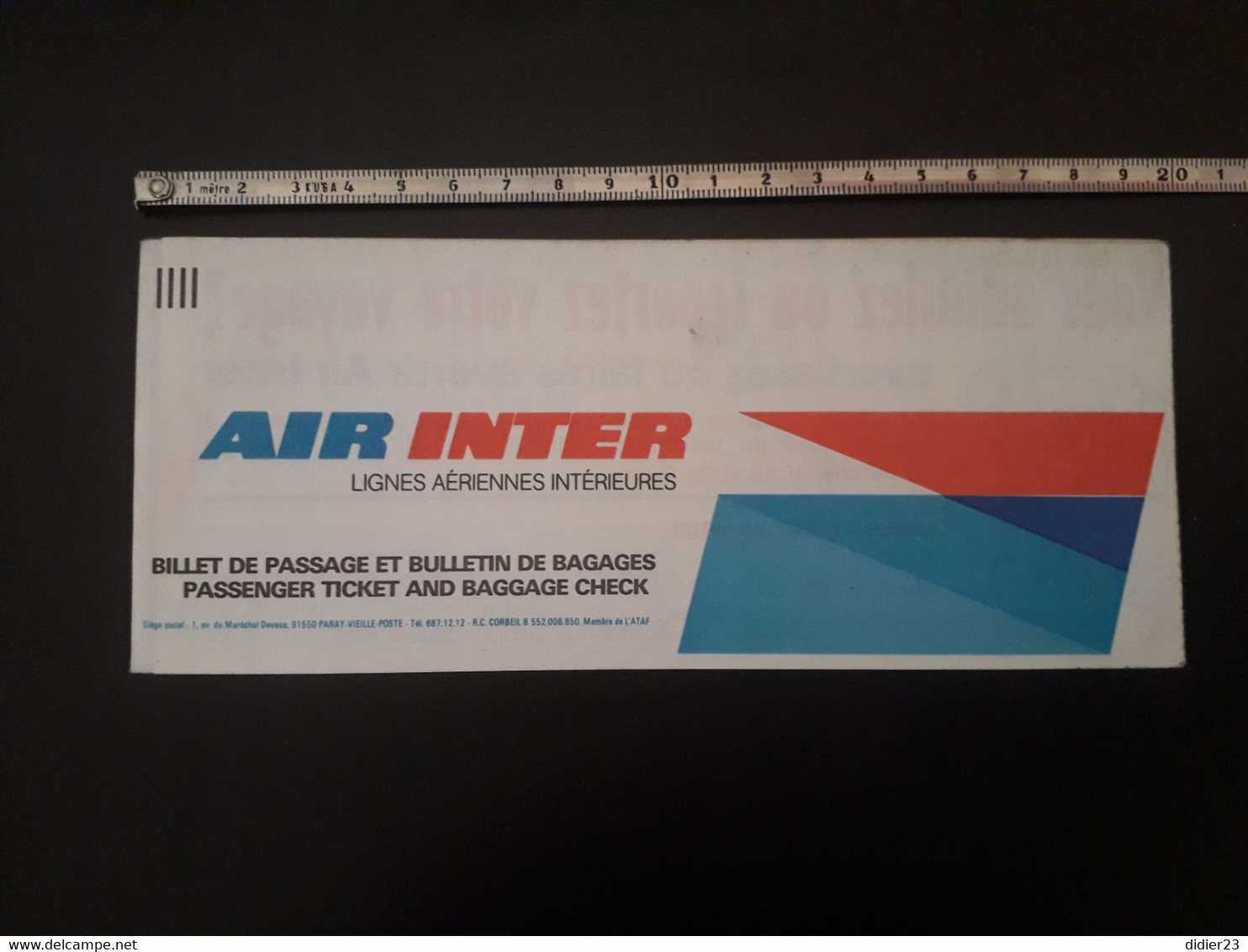 BILLET AIR INTER PUBLICITE INFORMATIQUE MAPPER SPERRY - Biglietti