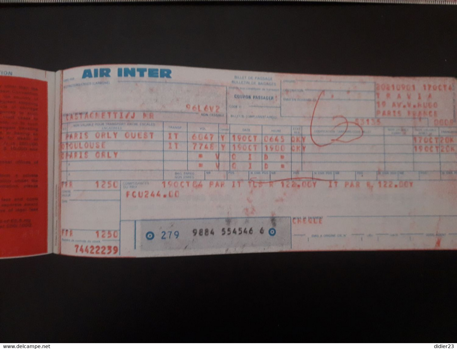 BILLET AIR INTER PUBLICITE INFORMATIQUE MAPPER SPERRY - Tickets