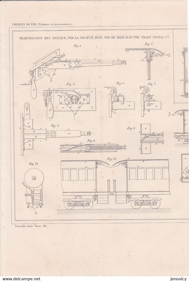 PLAN CHEMINS DE FER VOITURES ACCESSOIRES ,TRANSMISSIONS DES SIGNAUX PAR STE DITE THE DE MIER ELE  A VOIR !!!!  REF 71235 - Other Plans