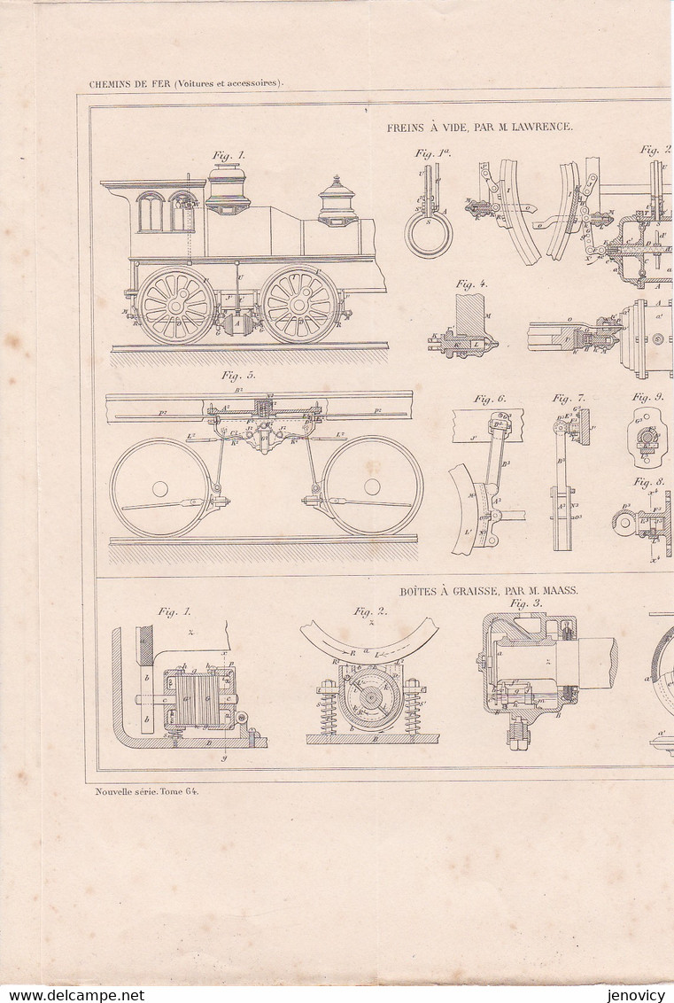 PLAN CHEMINS DE FER VOITURES ACCESSOIRES ,FREINS A VIDE PAR LAWRENCE ,LAMPES PAR LAFAURIE A VOIR !!!!  REF 71236 - Other Plans