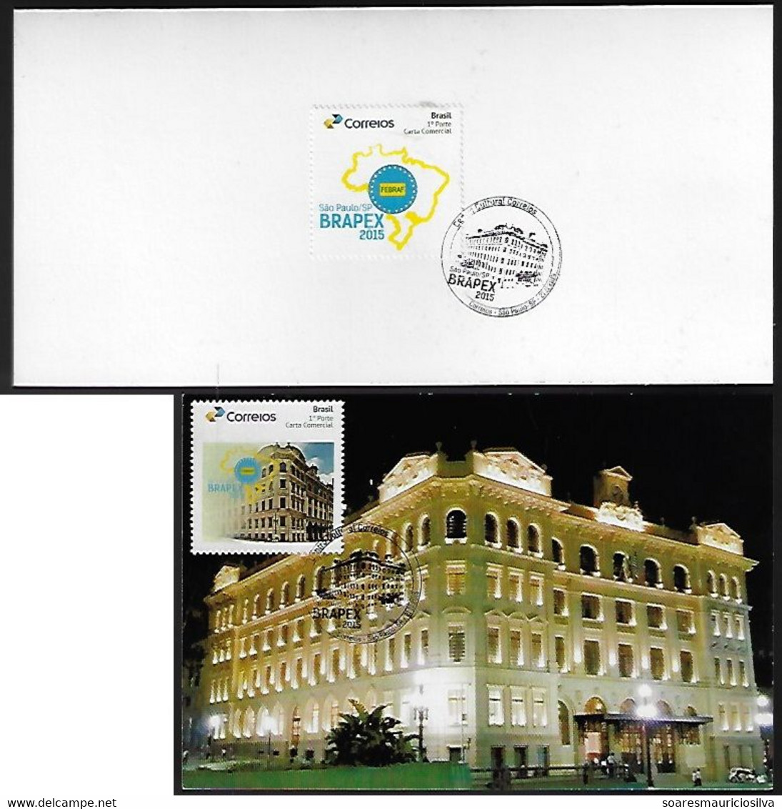 Brazil 2015 Folder + Maximum Card With Personalized Stamp + Commemorative Cancel Brapex Brazilian Philatelic Exhibition - Gepersonaliseerde Postzegels