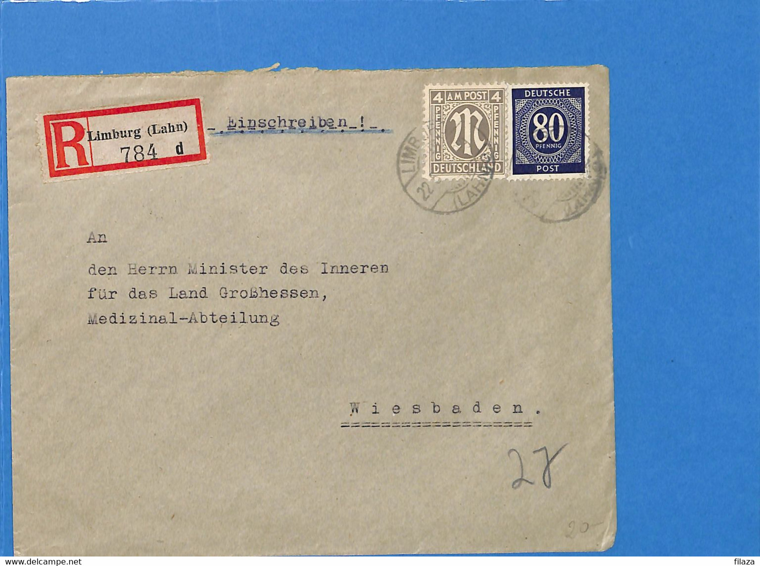 Allemagne Bizone 1946 Lettre De Limburg (G1719) - Andere & Zonder Classificatie