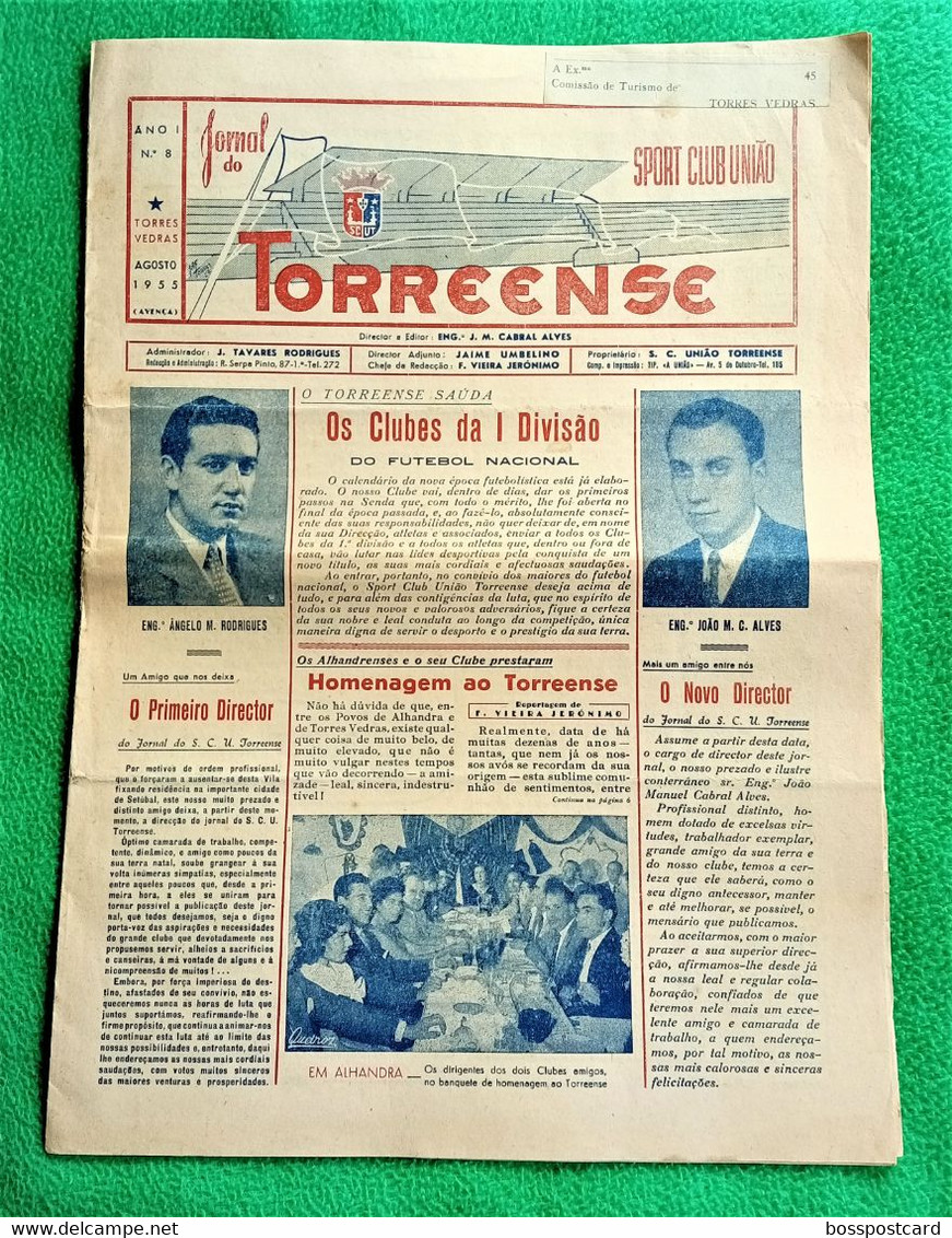 Torres Vedras - Jornal Torreense Nº 8 De Agosto De 1955 - Sport Club União, 1ª Divisão - Futebol - Estádio - General Issues