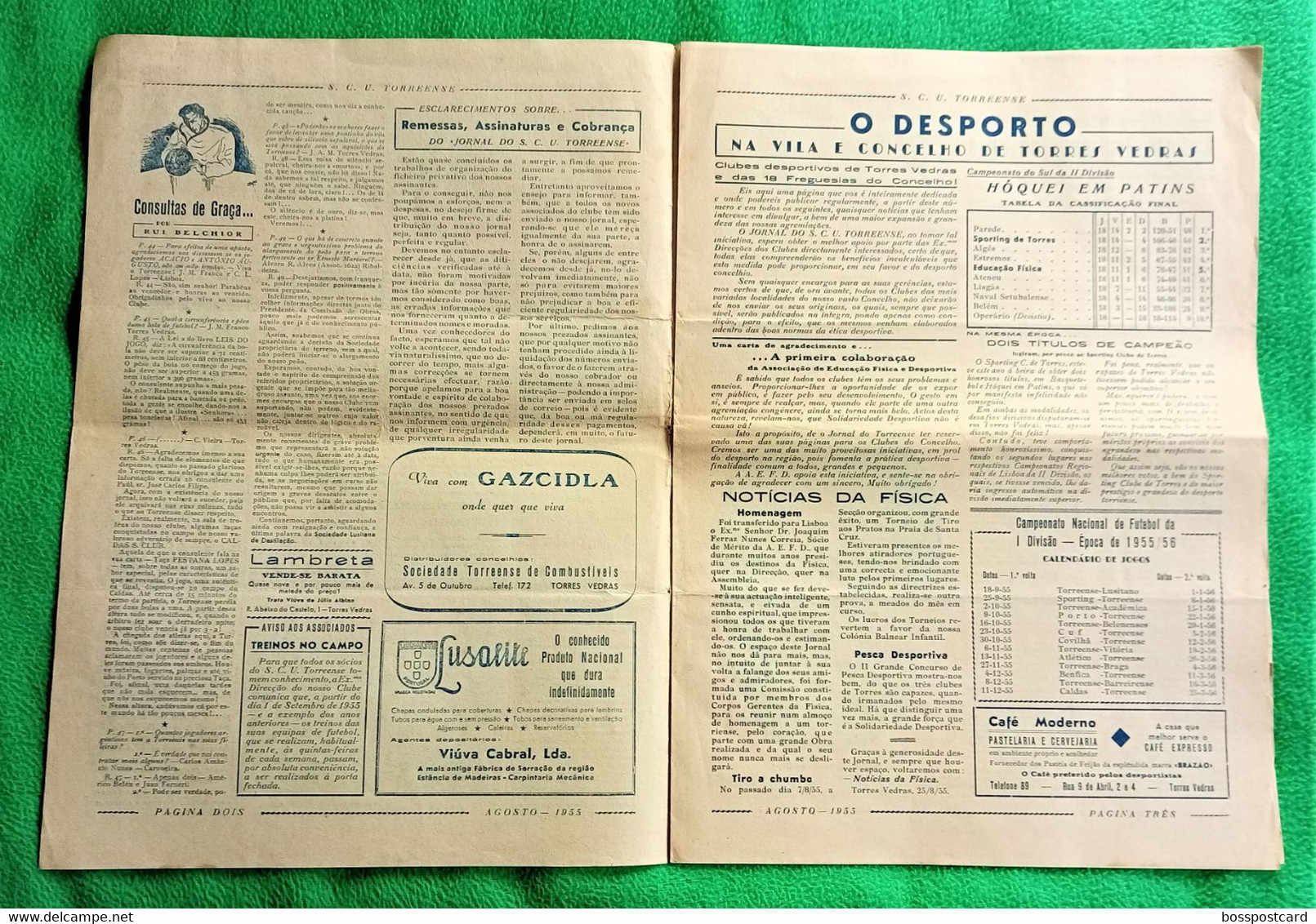 Torres Vedras - Jornal Torreense Nº 8 De Agosto De 1955 - Sport Club União, 1ª Divisão - Futebol - Estádio - General Issues