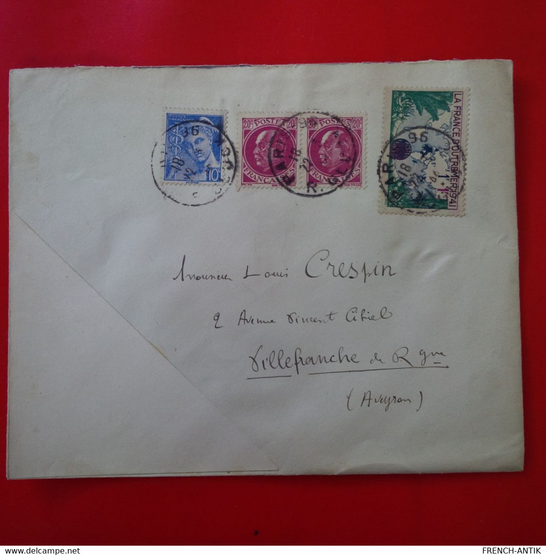 LETTRE PARIS POUR VILLEFRANCHE DE ROUERGUE TIMBRE - Covers & Documents